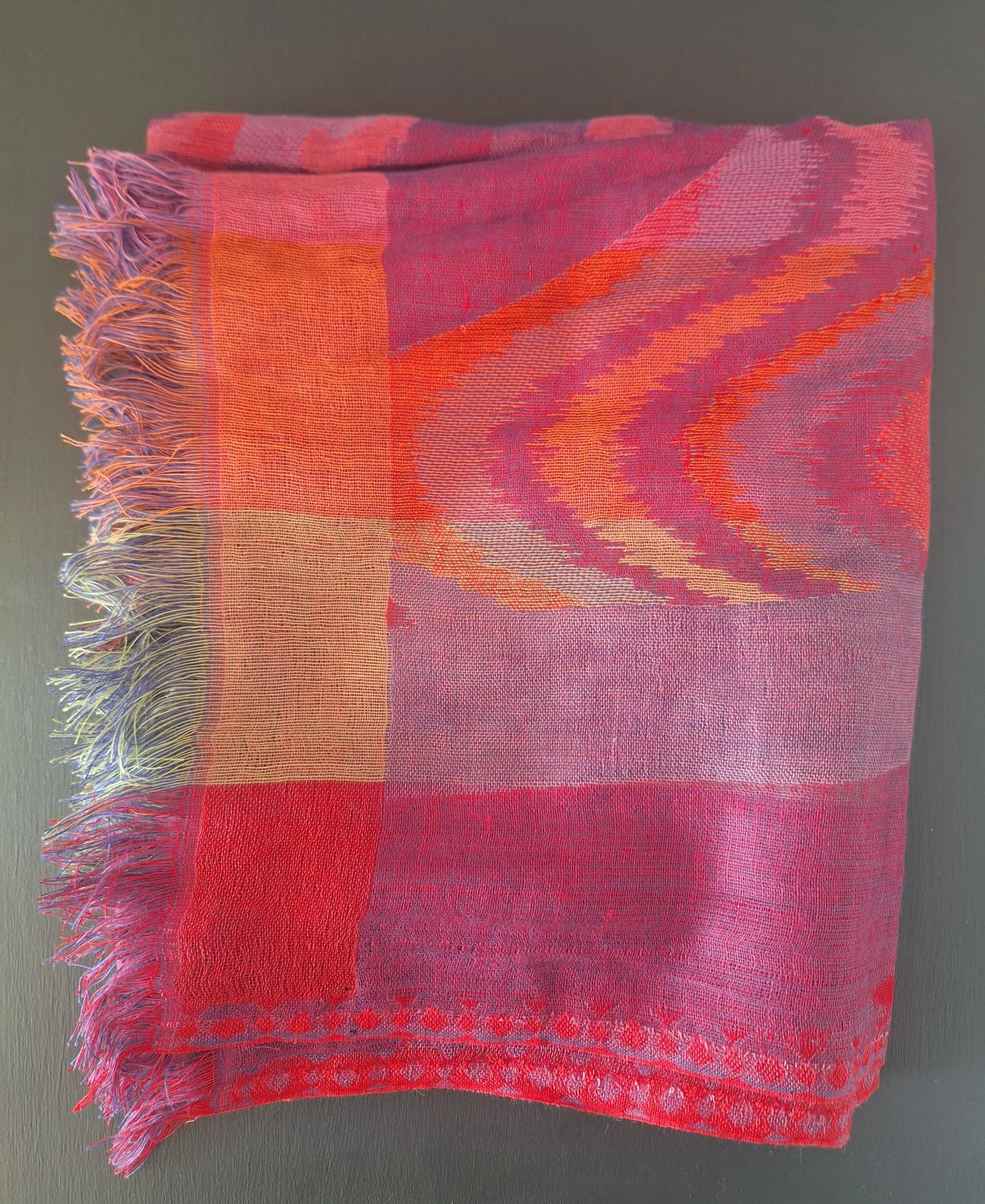 Étnico Boho multicolorido cachecol seda/algodão 60/40 – photo 5